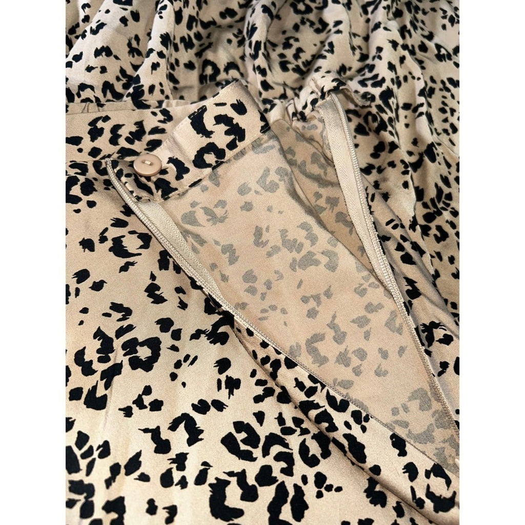 J.Jill Tafee Abstract Animal Print A-Line Midi Skirt Womens 2X Tan Black