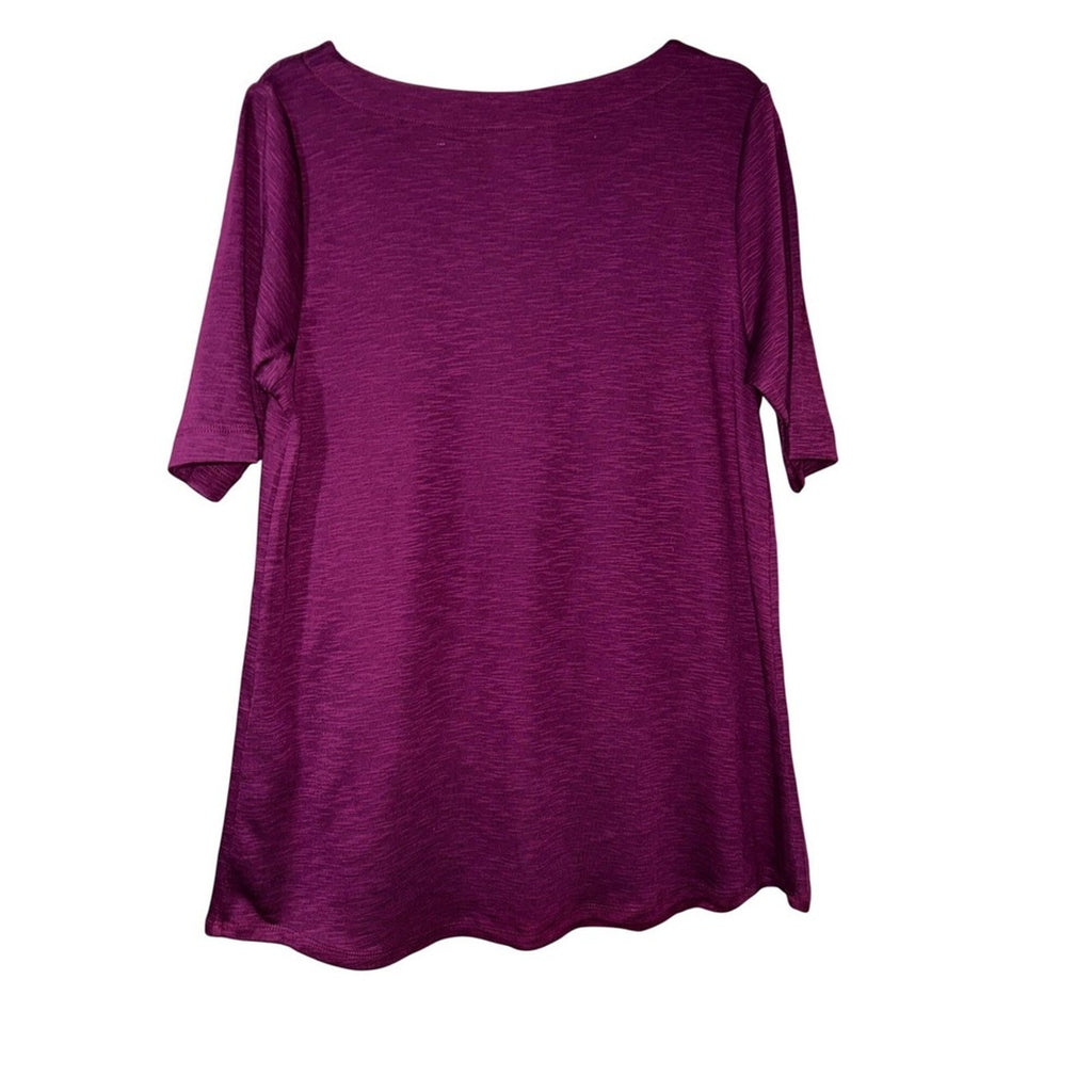 J.Jill Sangria Red Slub Knit Boat Neck Elbow Sleeve Top Small