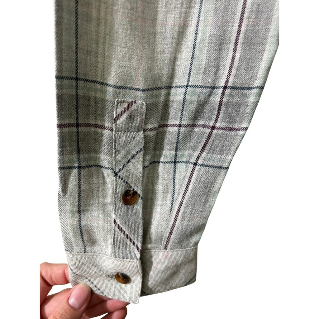 J.Jill Womens Plaid Soft Grey Heather Multi Long Sleeve V-Neck Tunic Top Small