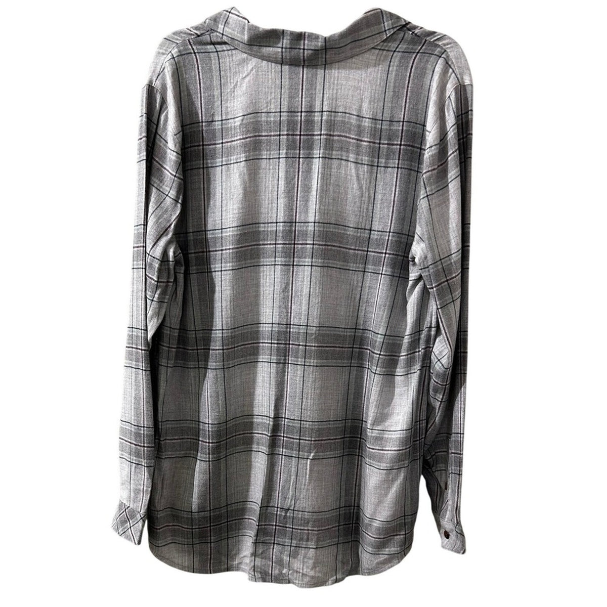 J.Jill Womens Plaid Soft Grey Heather Multi Long Sleeve V-Neck Tunic Top Small