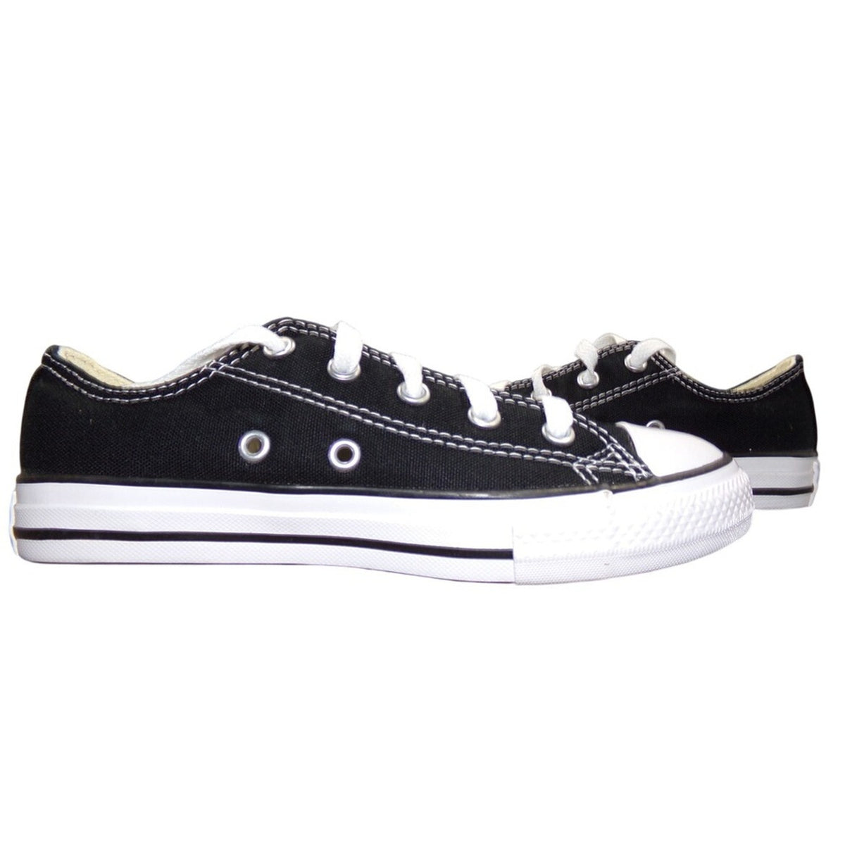 Converse Chuck Taylor All Star Low Top Sneakers Black White Canvas Size 1.5