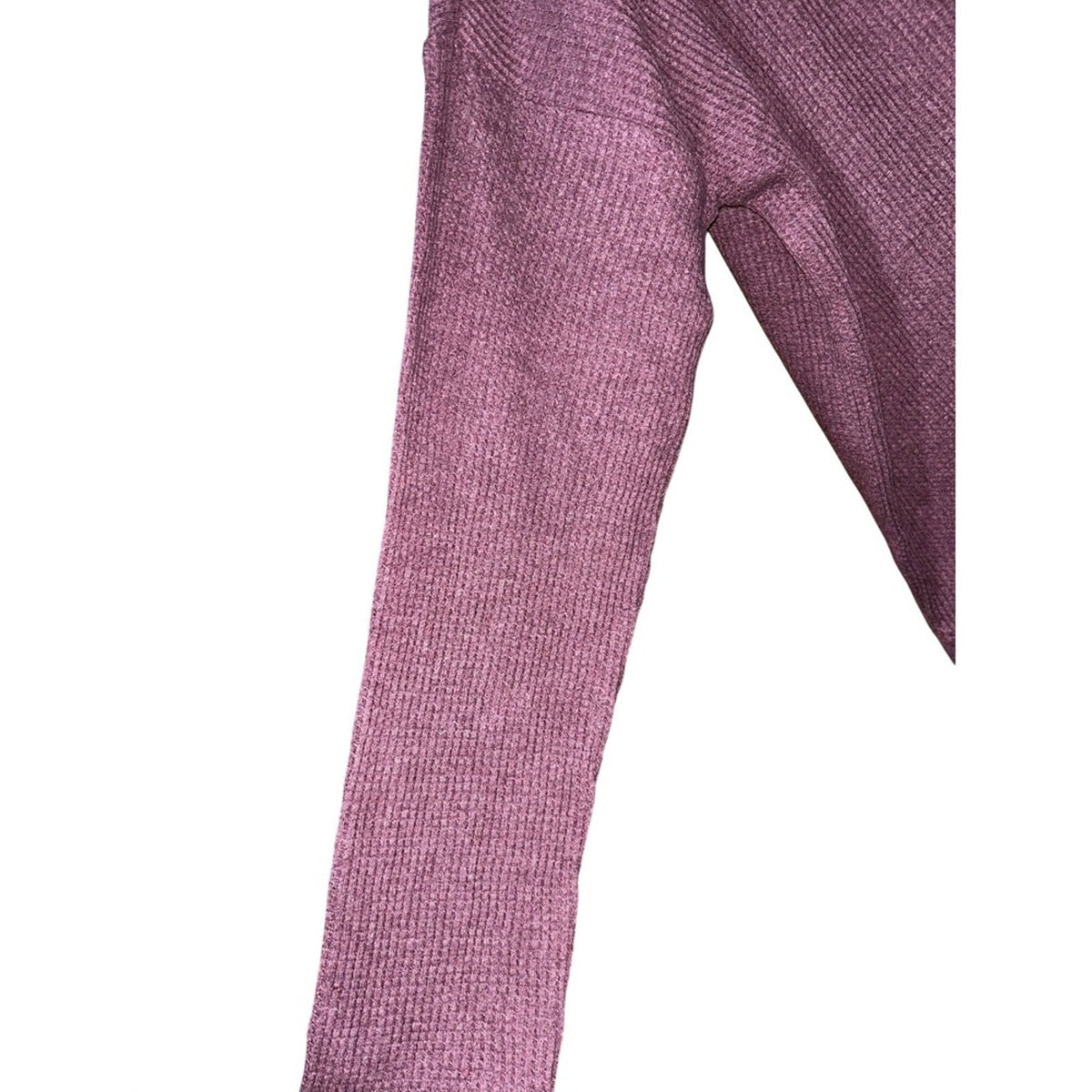 J.Jill Plum Purple Waffle Knit V-Neck Curved Hem Long Sleeve Top Small