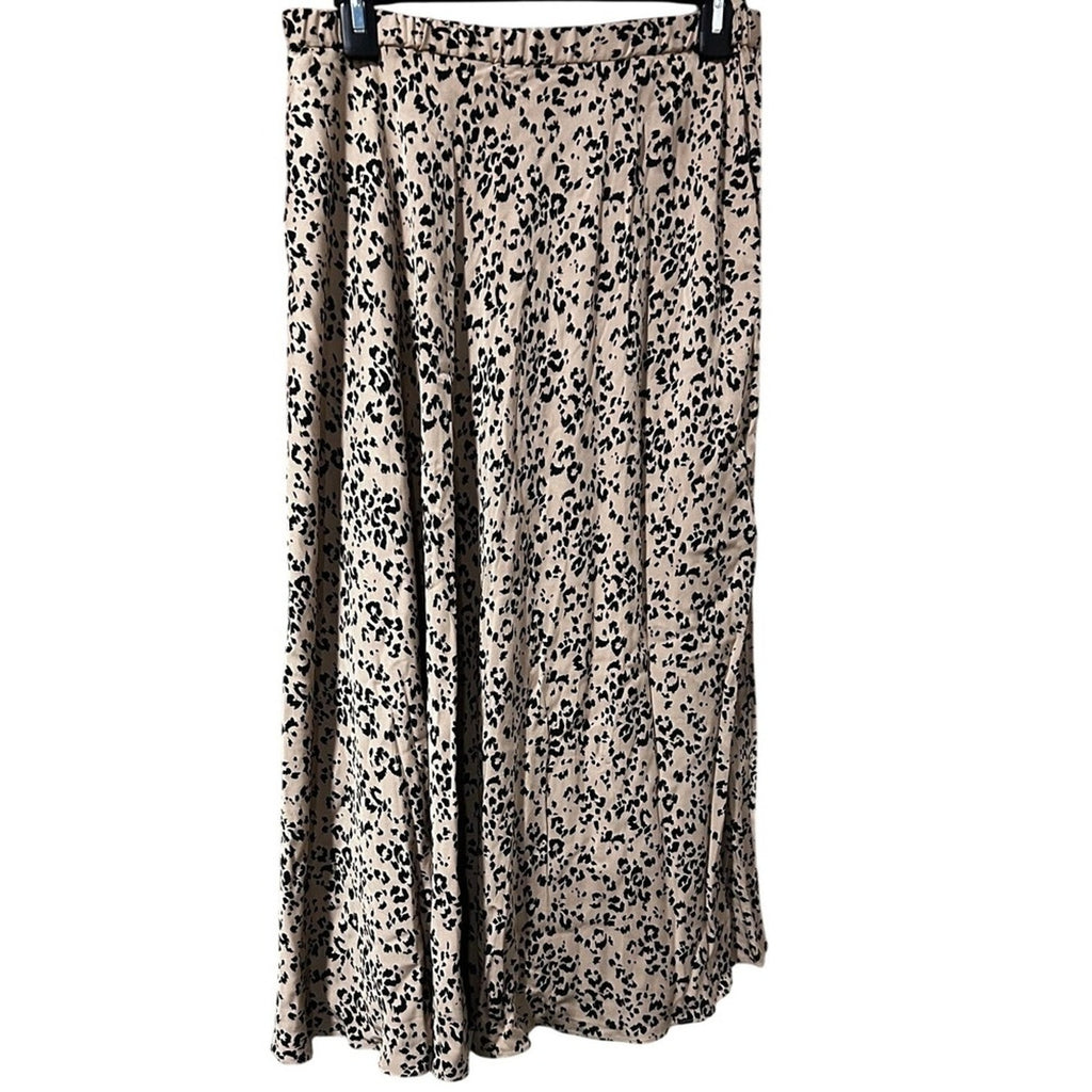 J.Jill Tafee Abstract Animal Print A-Line Midi Skirt Womens 2X Tan Black