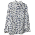 J.Jill White Blue Orchids Floral Print A-Line Button Front Blouse Small