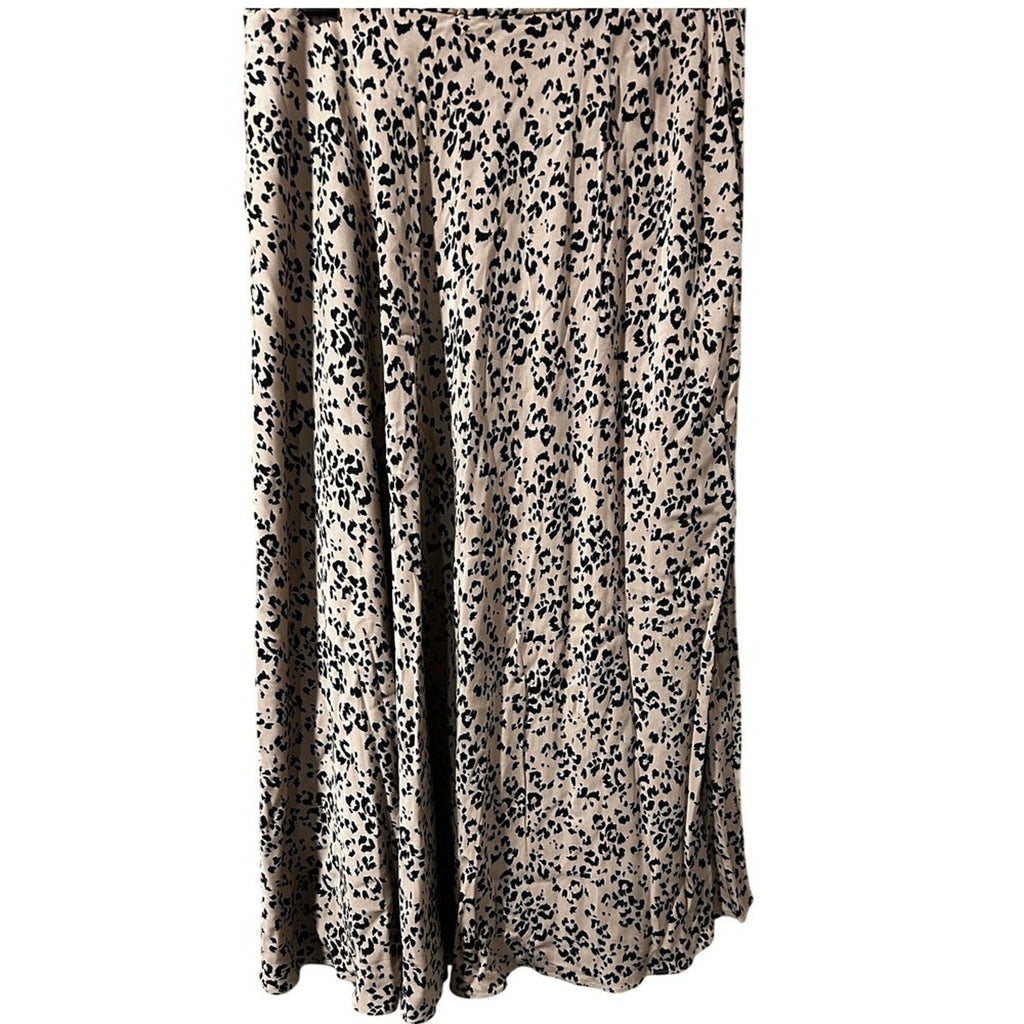 J.Jill Tafee Abstract Animal Print A-Line Midi Skirt Womens 2X Tan Black