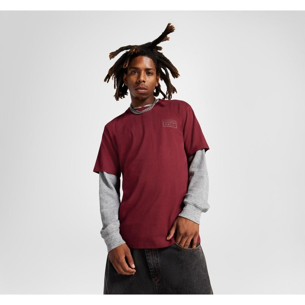 Converse T-Shirt Burgundy Skateboarding Classic Everyday Casual Medium