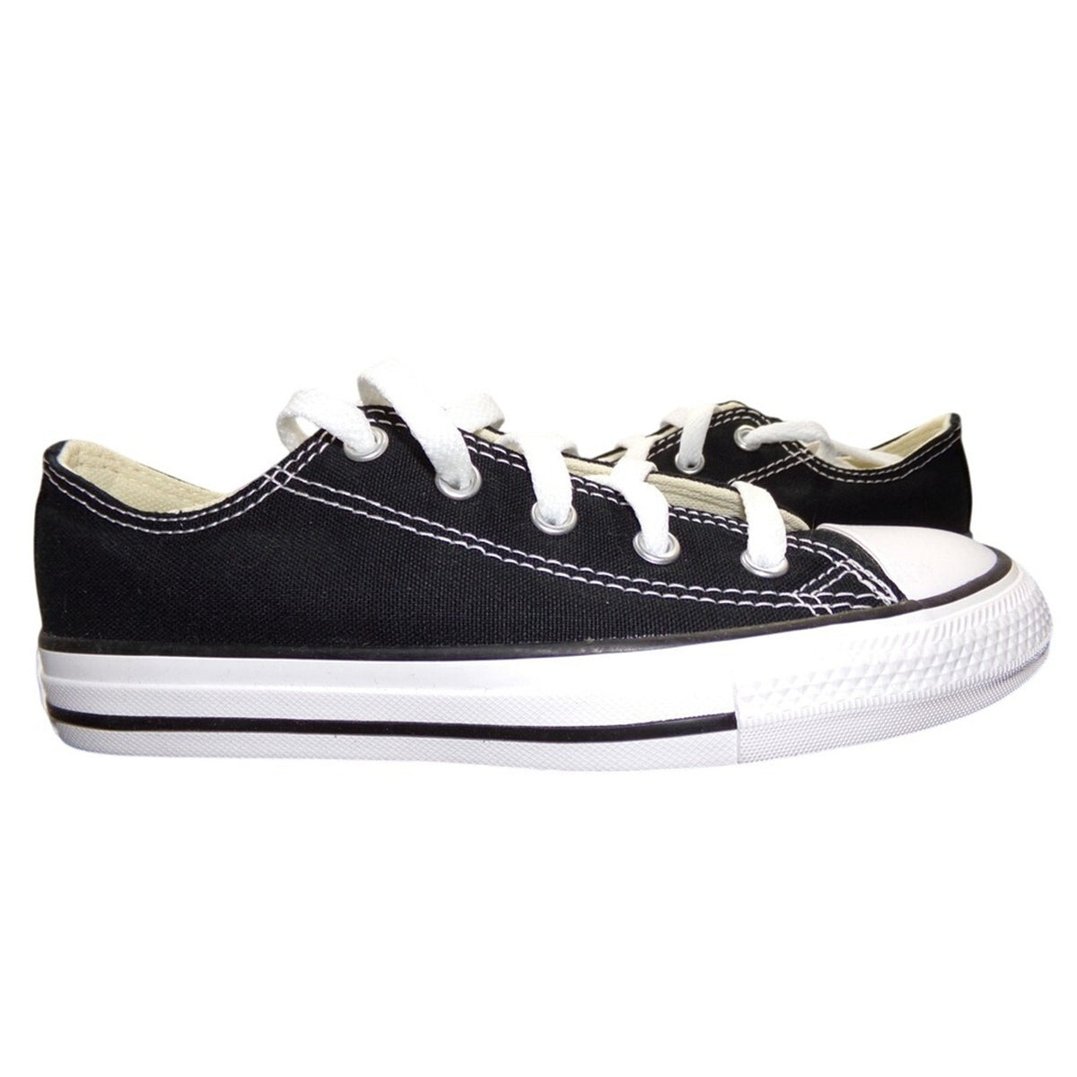 Converse Chuck Taylor All Star Low Top Sneakers Black White Canvas Size 1.5