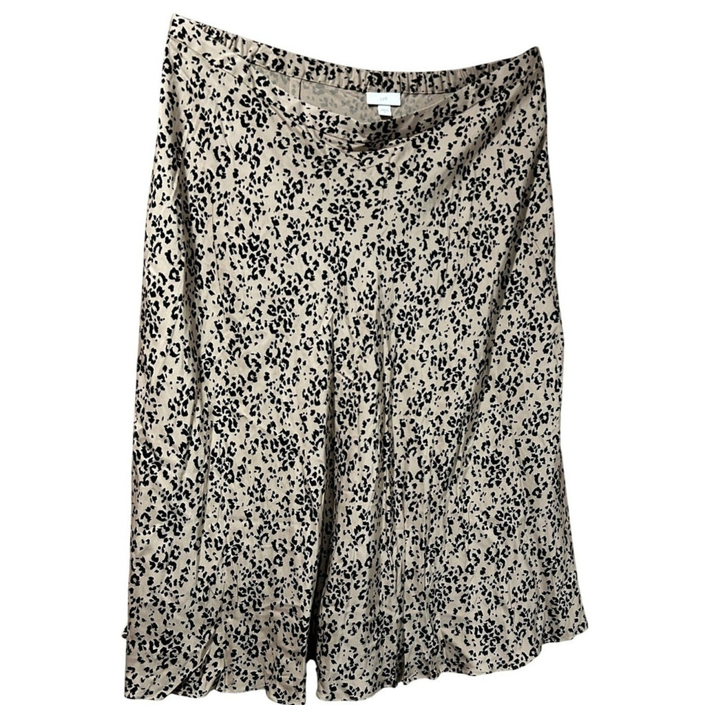 J.Jill Tafee Abstract Animal Print A-Line Midi Skirt Womens 2X Tan Black