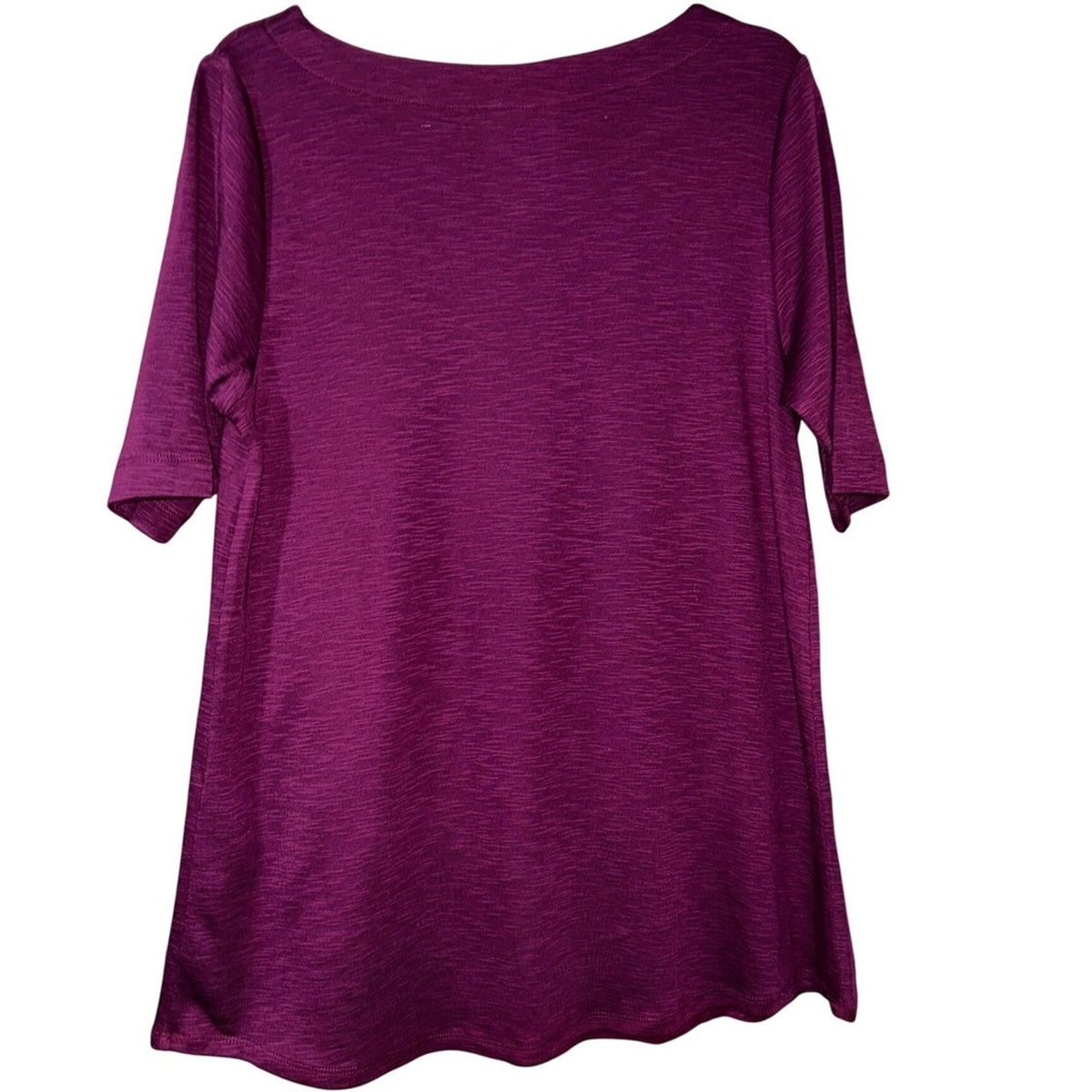 J.Jill Sangria Red Slub Knit Boat Neck Elbow Sleeve Top Small