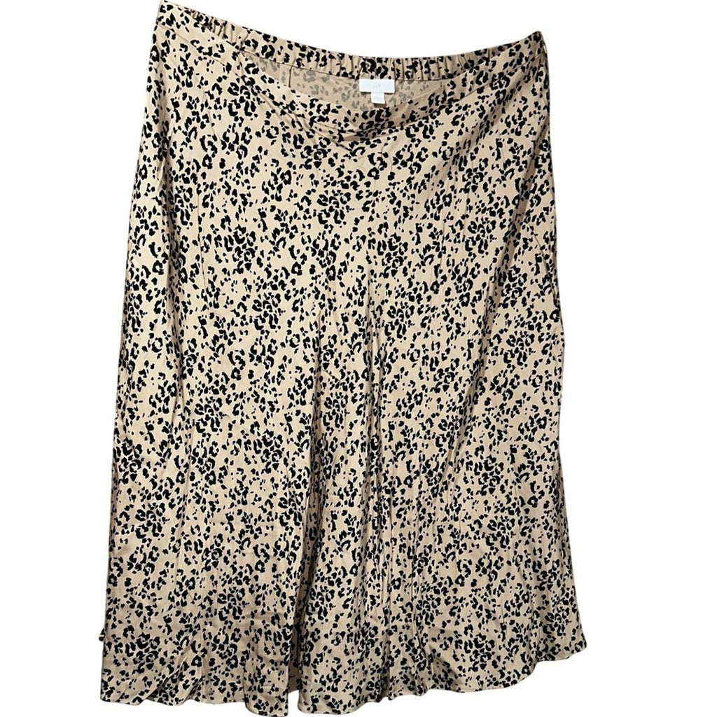 J.Jill Tafee Abstract Animal Print A-Line Midi Skirt Womens 2X Tan Black