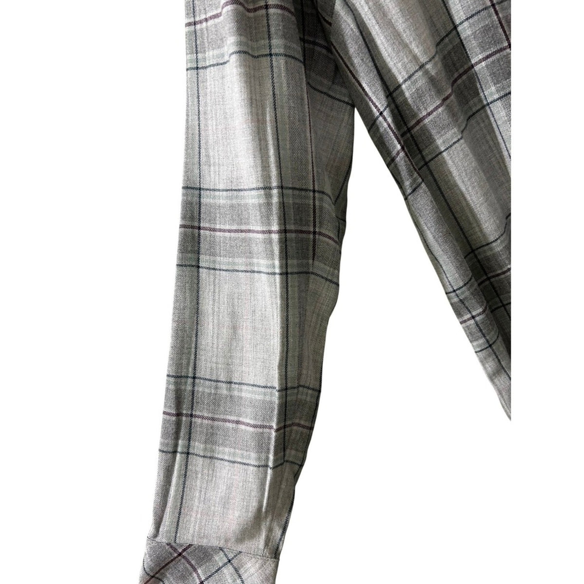 J.Jill Womens Plaid Soft Grey Heather Multi Long Sleeve V-Neck Tunic Top Small