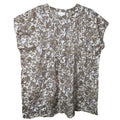 J.Jill Linen Pintuck Lace Woodblock Print Popover Top Small Black Tan Floral