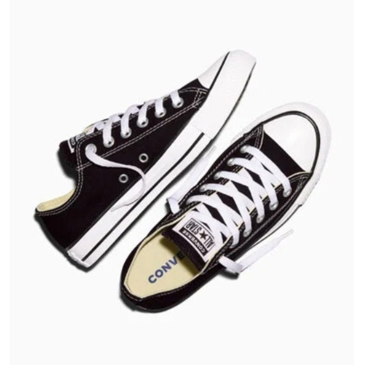 Converse Chuck Taylor All Star Low Top Sneakers Black White Canvas Size 1.5