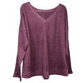 J.Jill Plum Purple Waffle Knit V-Neck Curved Hem Long Sleeve Top Small