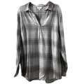 J.Jill Womens Plaid Soft Grey Heather Multi Long Sleeve V-Neck Tunic Top Small