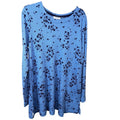J.Jill Blue Floral Textured Waffle Knit Button Shoulder Tunic Top Pockets Small