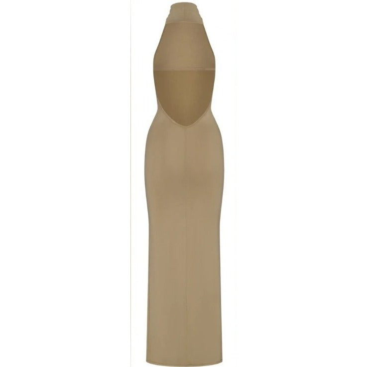 Skims Smooth Lounge Halter Dress AP-DRS-2042 Khaki  4X