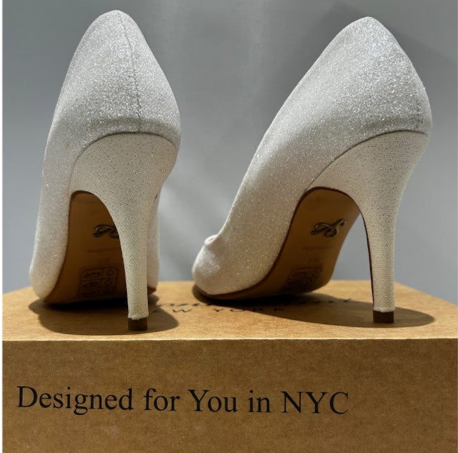 Antonia Saint NY Victoria Heel 30MM White Glitter,Size 6.5