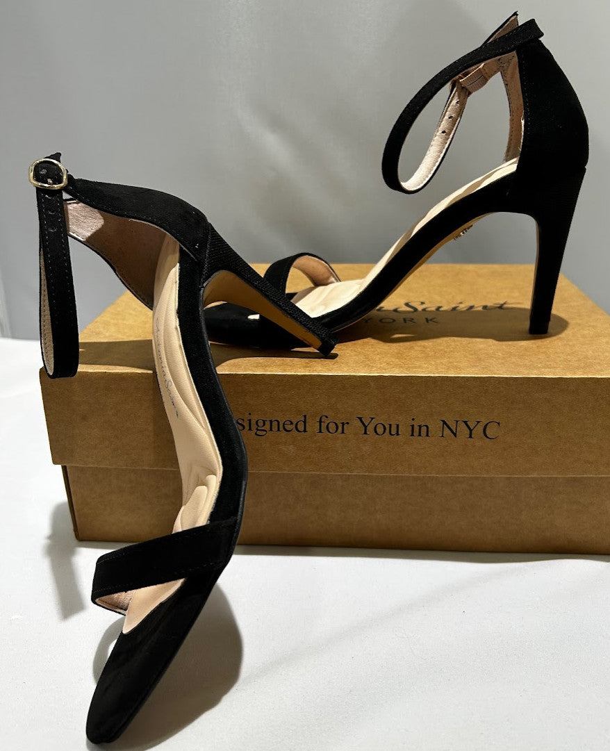 Antonia Saint NY Tina Party Stiletto Black Ultra Suede, Size 5