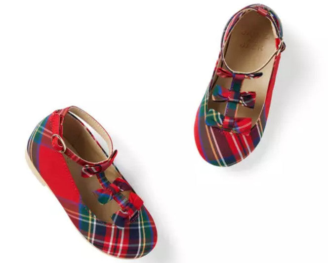 Janie and Jack Tartan Bow Ballet Flat Size 13