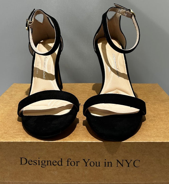 Antonia Saint NY Tina Party Stiletto Black Ultra Suede, Size 11