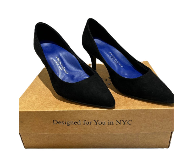 Antonia Saint NY Vicki Heels 60MM Black Ultra Suede Pumps Size 10.5