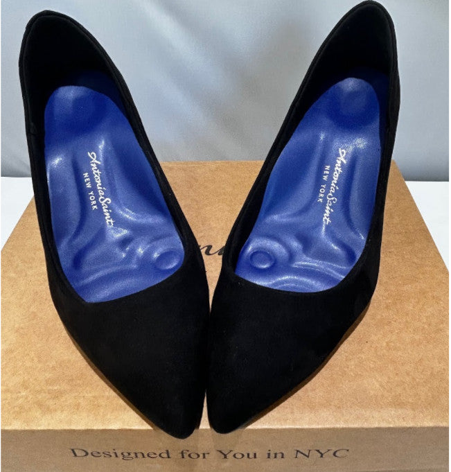 Antonia Saint NY Vicki Heels 40MM Black Ultra Suede Pointed Toe Pumps Size 11