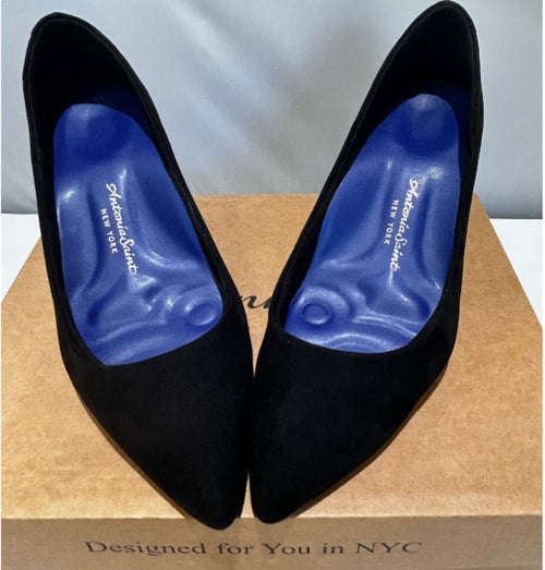 Antonia Saint NY Vicki Heels 40MM Black Ultra Suede Pointed Toe Pumps Size 11