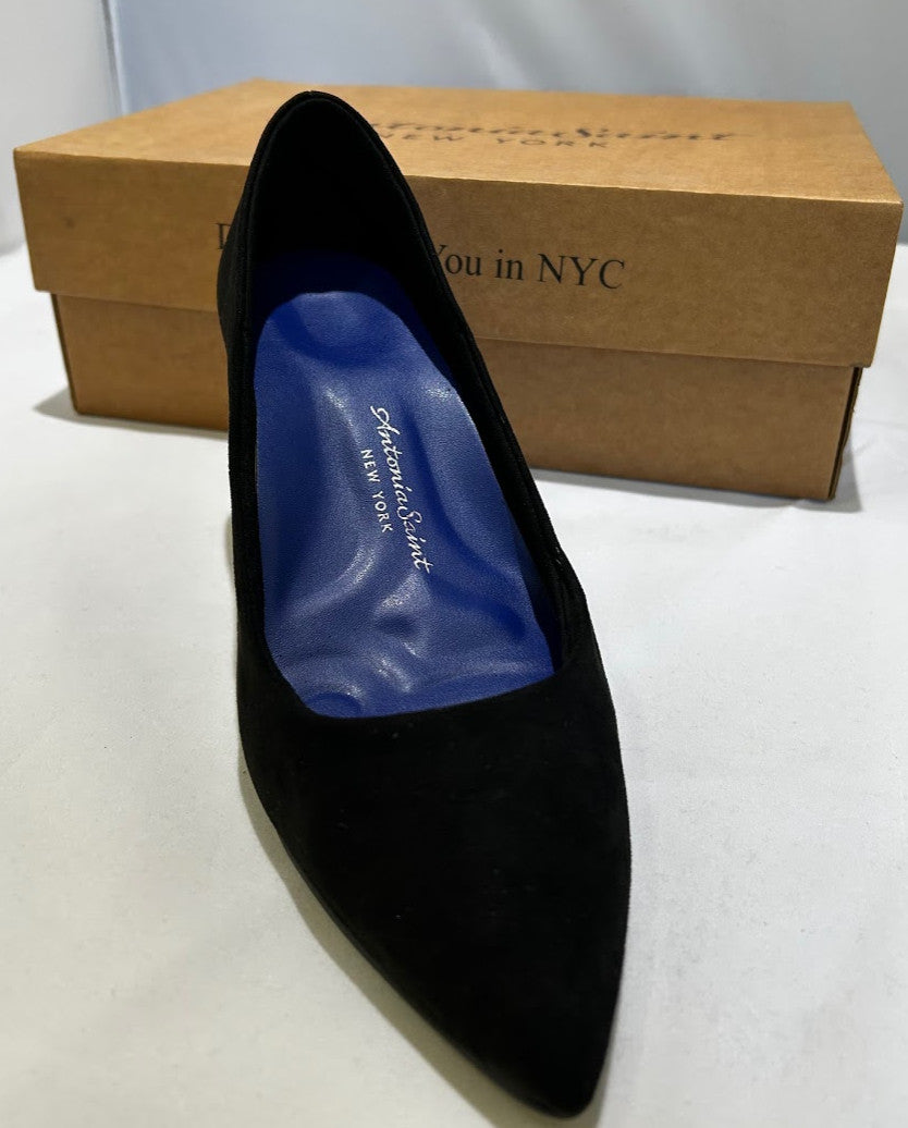 Antonia Saint NY Vicki Heels 40MM Black Ultra Suede, Size 9.5