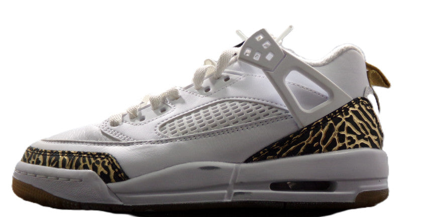 Nike Boy's Jordan Spizike Low (white, black, metallic gold) Size 5.5