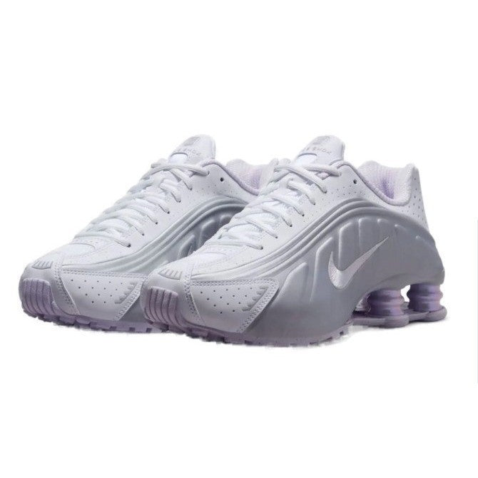 Nike Womens Shox R4 White Metallic Platinum HF5076-100 Size 8 Running Shoes