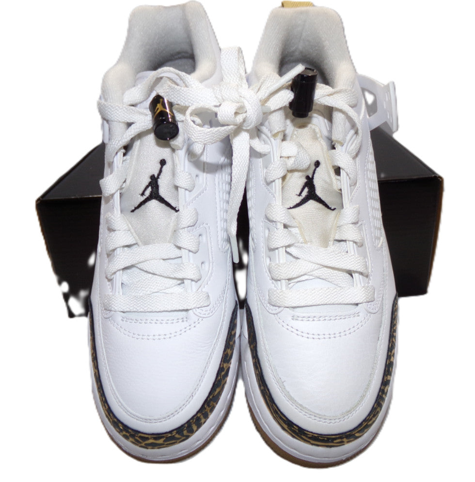 Nike Boy's Jordan Spizike Low (white, black, metallic gold) Size 5.5