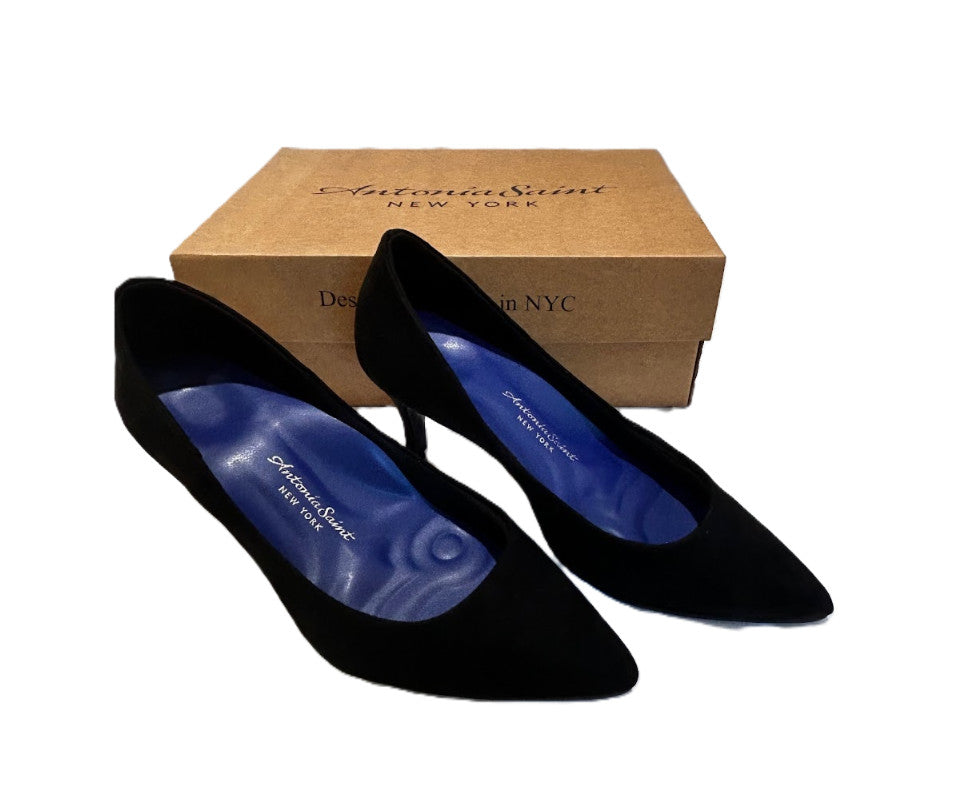 Antonia Saint NY Vicki Heels 60MM Black Ultra Suede, Size 5.5