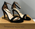 Antonia Saint NY Tina Party Stiletto Black Ultra Suede, Size 10