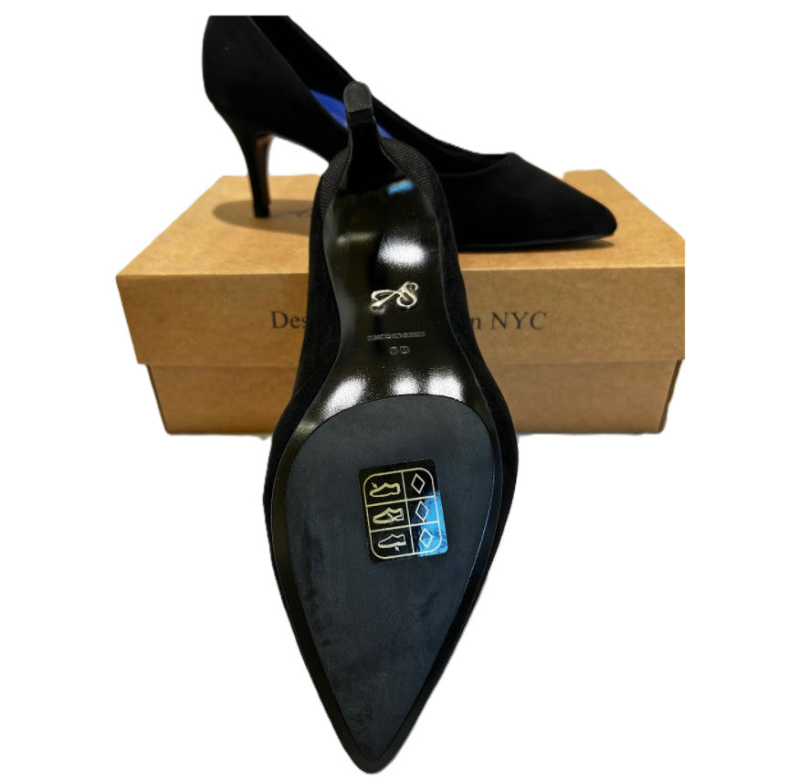 Antonia Saint NY Vicki Heels 60MM Black Ultra Suede Pumps Size 10.5