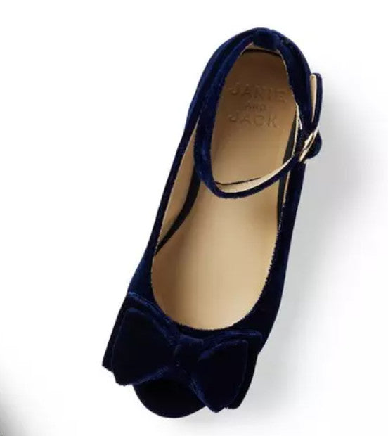 Janie and Jack Velvet Bow Ballet Flat Size 10