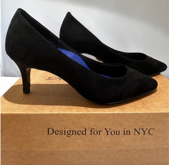 Antonia Saint NY Vicki Heels 60MM Black Ultra Suede Pumps Size 11