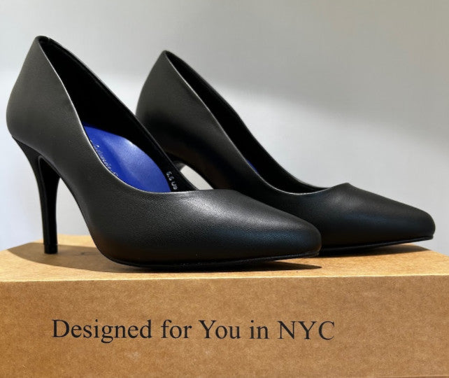 Antonia Saint NY Victoria Pump Heel 3.0 Black Leather Pointed Toe Shoes Size 5.5