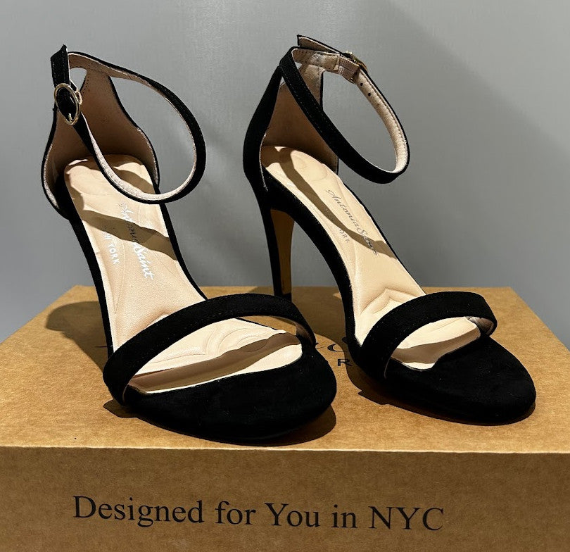 Antonia Saint NY Tina Party Stiletto Black Ultra Suede, Size 11