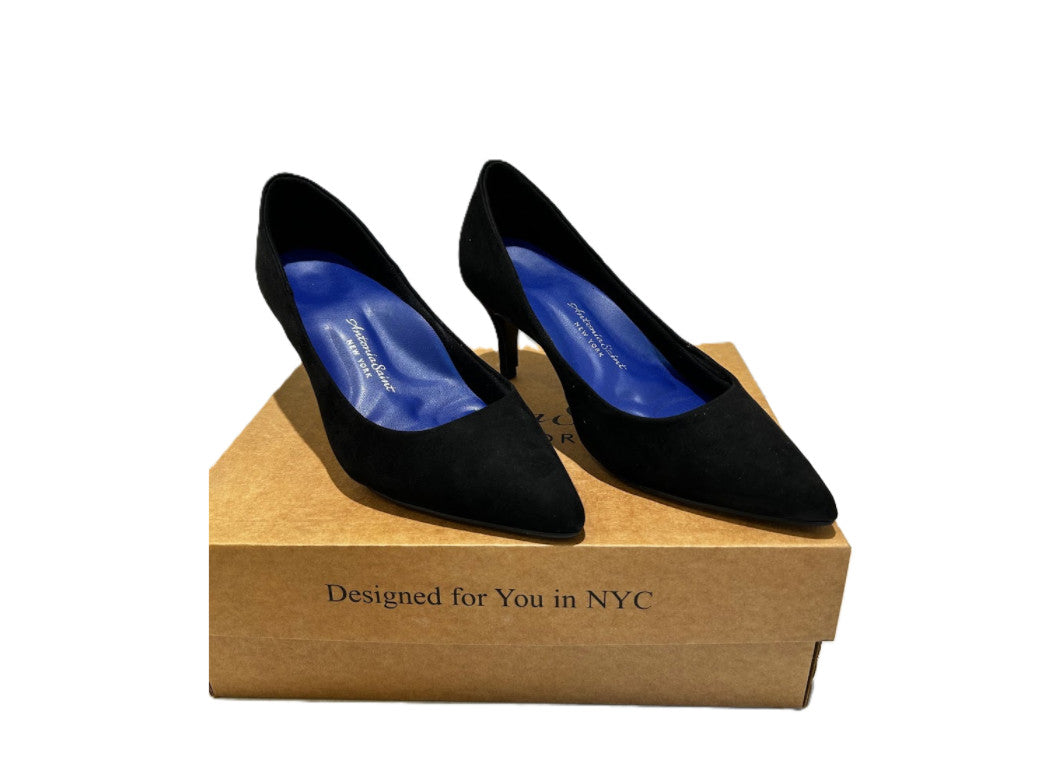 Antonia Saint NY Vicki Heels 40MM Black Ultra Suede Pumps Size 10